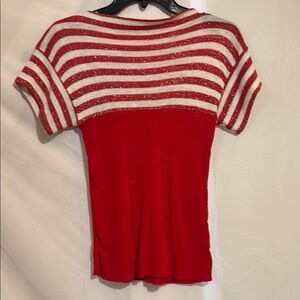 Vintage Red and White Striped Glitter Women's Top
